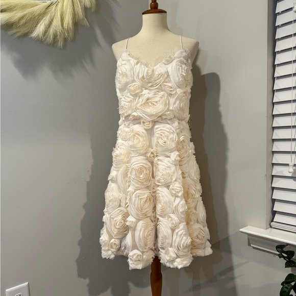3D Cream Rose Marshmallow Dress/Laundry by Shelli Segal/size 8 - Picture 6 of 16